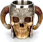 Stainless Steel Skull Mug Viking Drinking Cup Skeleton Resin Beer Stein Tankard Coffee Mug Tea Cup Halloween Bar Drinkware Gift