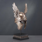 9 1/2 Inch Norse Winged Helmet of Odin Cold Cast Resin Brozne Finish Sculpture Viking Home Decor Collectibles