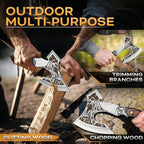 Camping Axe, Tiger - Patterned Survival Hatchet with Nylon Sheath | High Carbon Steel Blade, Ergonomic Wood Grip, Nylon Sheath, Unique Pattern Design, for Hiking, Chopping, Hunting