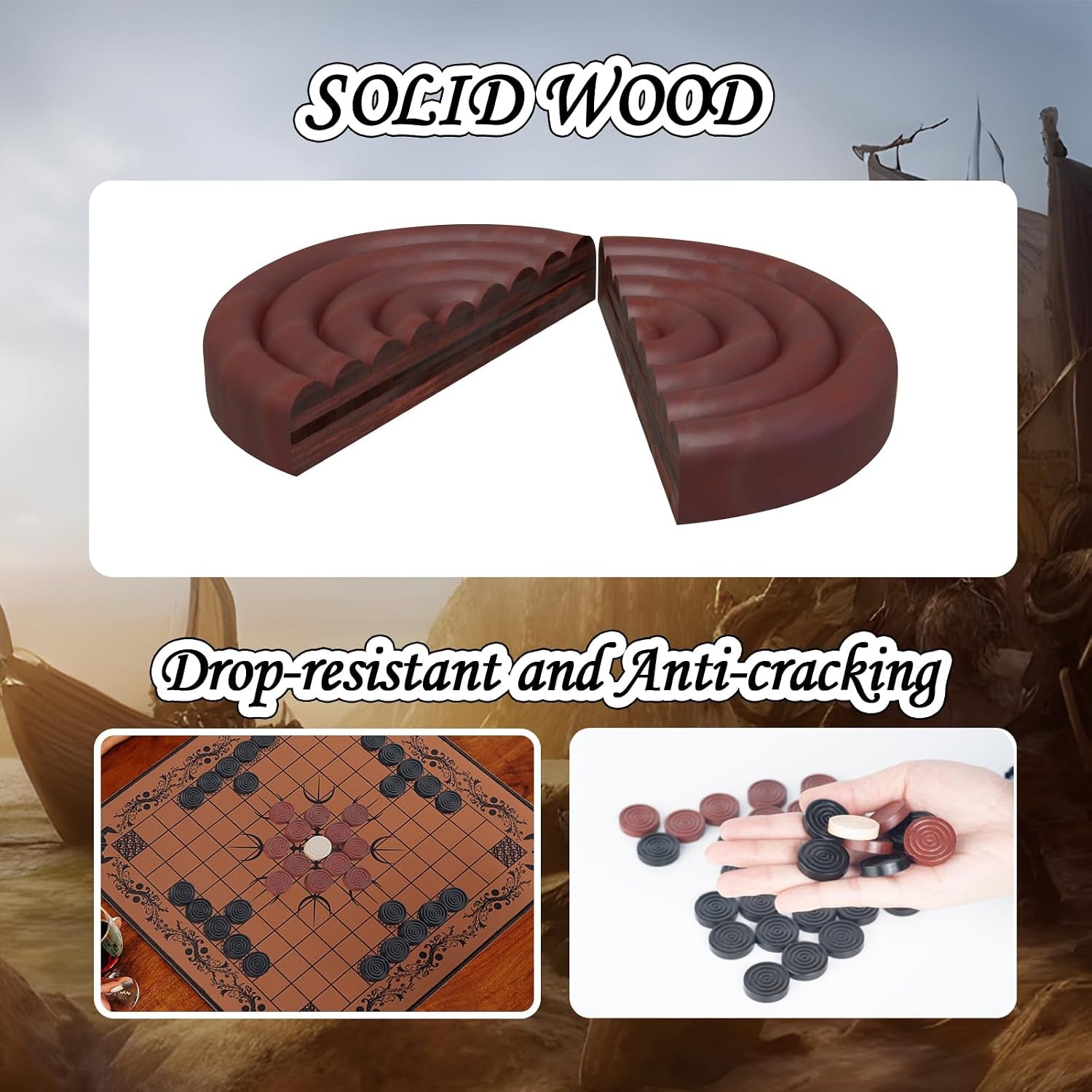 HNEFATAFL: Viking Chess Board Game, Authentic Traditional Two-Player Strategy Board Game, Travel Games with Chessboard. a Leather Game Board+37 Pieces+A Game Strategy+2 Plush Storage Bags