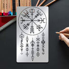 Viking Painting Stencils, 7X4 Inch Celtic Viking Signs Stainless Steel Metal Drawing Stencil for Wood Carving, Woodburning, Engraving and Scrapbooking