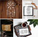 Viking Painting Stencils, 7X4 Inch Celtic Viking Signs Stainless Steel Metal Drawing Stencil for Wood Carving, Woodburning, Engraving and Scrapbooking