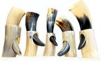 5X Viking Drinking Horn Cups 9" -15" | Viking Gift for Men 100% Natural Norse 10-14 Oz Goblet Ale Mead Beer Mug Wine with Stand (Large (9"-11"))
