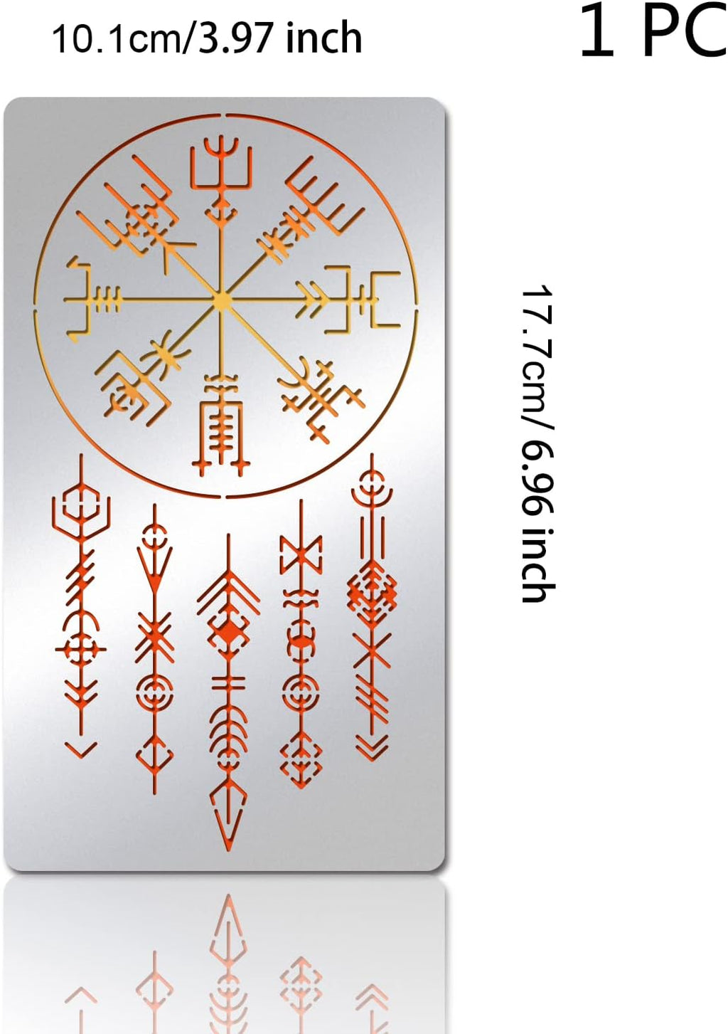 Viking Painting Stencils, 7X4 Inch Celtic Viking Signs Stainless Steel Metal Drawing Stencil for Wood Carving, Woodburning, Engraving and Scrapbooking