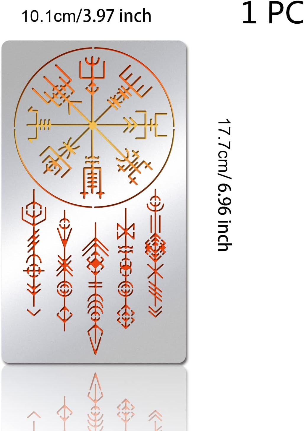 Viking Painting Stencils, 7X4 Inch Celtic Viking Signs Stainless Steel Metal Drawing Stencil for Wood Carving, Woodburning, Engraving and Scrapbooking