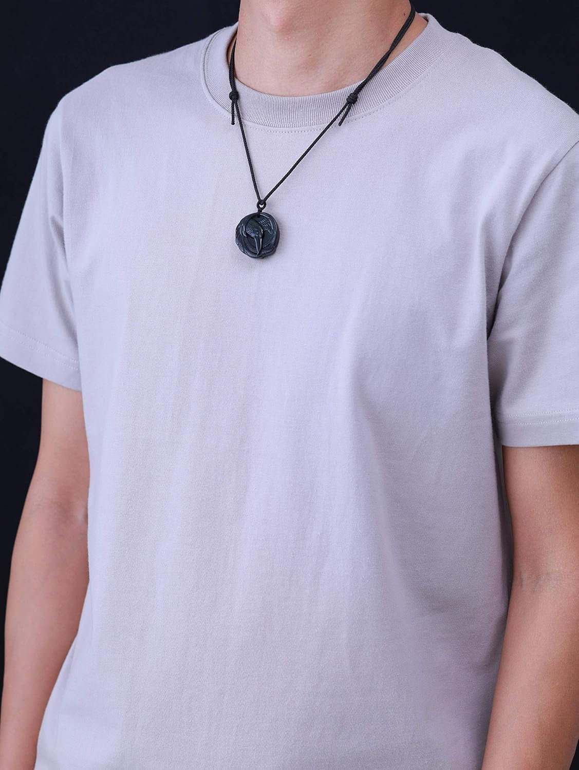 Men'S Viking Necklace Bold Eagle Raven Obsidian Necklace for Men Women, Stainless Steel Chain/Adjustable Nylon Cord