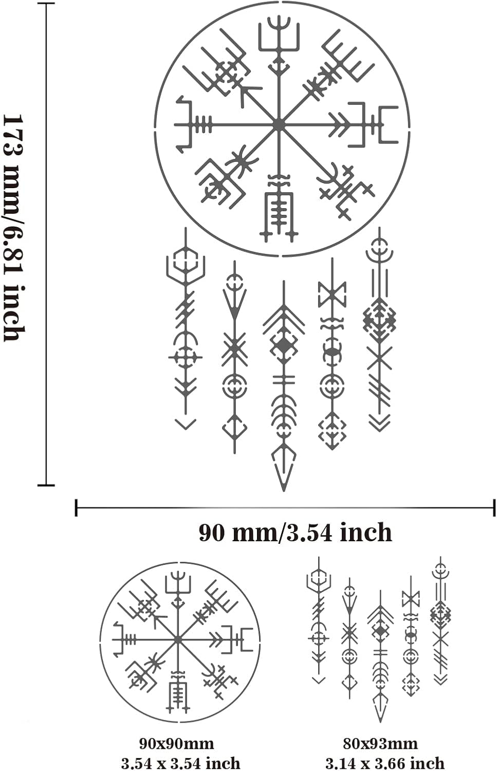 Viking Painting Stencils, 7X4 Inch Celtic Viking Signs Stainless Steel Metal Drawing Stencil for Wood Carving, Woodburning, Engraving and Scrapbooking