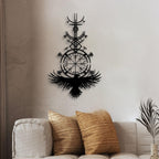 Gothic Raven Viking Metal Wall Decor - Nordic Style Room Decor Black Wall Art Home Decor for Living Room, Bedroom, Dining Room (Black)