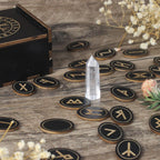 Runes, Wooden Runes Set with Guide Book,Healing Crystal Velvet Bag | Runes for Beginners, Witchcraft/Divination/Meditation/Spiritual