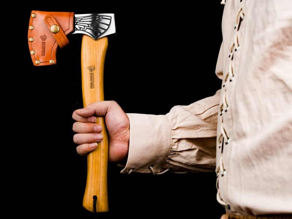 13" Valkyrie Viking Axe, Handmade Viking Hatchet W/Leather Sheath | High Carbon 1055 Steel Blade, Premium Viking Axes Design for Camping Bushcraft Hatchet, Collection Gift for Men Women