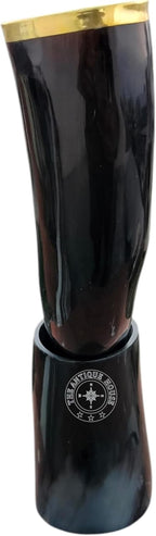 100% Natural Black Viking Drinking Horn Mug Cup with Stand for Beer Wine Mead
