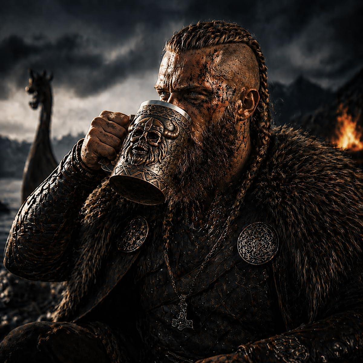 Viking Axe Mug, Stainless Steel Horn Beer Cup, Viking Warrior Skull Cup Tankard, Drinking Cup Coffee Beer Steins,Medieval Skull Drinkware Mug for Coffee/Beverage/Juice17Oz Gift for Men