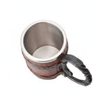 Viking Beer Mug – Double Wall Insulated Wood Style Drinking Cup with Handle