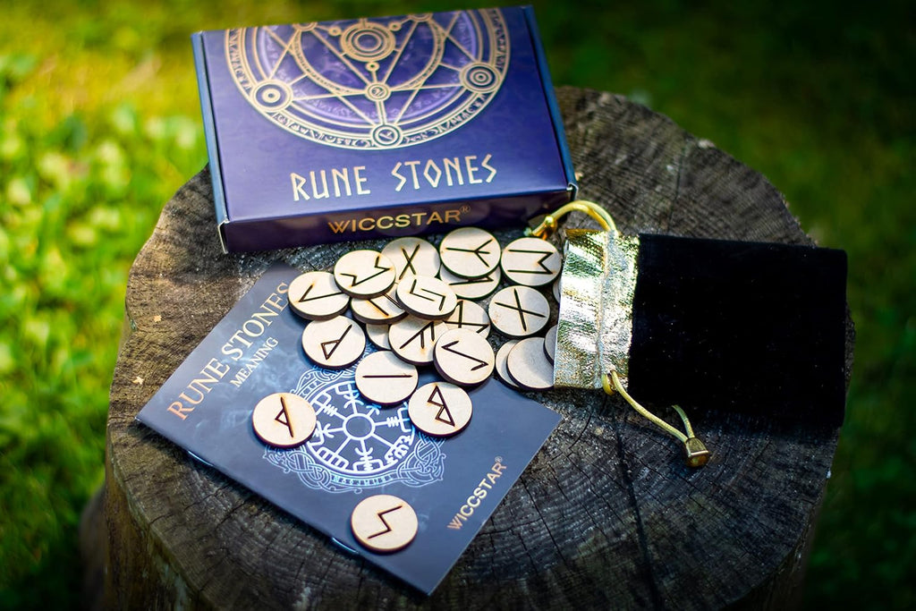 Rune Stones Set with Manual for Beginners and 5 Layouts. Viking Nordic Runes