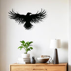 Metal Viking Raven Wall Art Norse Mythology Crow Wall Decor with Gothic Metal Wall Sculpture Suitable for Living Room Bedroom Indoor Outdoor Garden Home