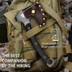 12.2" Tactical Tomahawk Viking Axe with Leather Sheath G10 Handle | Heavy Duty Full Tang Viking Axe with 4.3" Titanium Coated Blade, Viking Bearded Tomahawk Hatchet for Outdoor Survival Camping