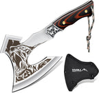 Camping Axe, Tiger - Patterned Survival Hatchet with Nylon Sheath | High Carbon Steel Blade, Ergonomic Wood Grip, Nylon Sheath, Unique Pattern Design, for Hiking, Chopping, Hunting