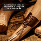 Viking Drinking Horn 15-20 Oz with Metal Stand | Hand-Crafted Ox Horn Cup for Mead, Ale, Beer | Medieval Norse Gift & Home Bar Décor, Food-Safe Lacque Unique Beer Gift for Men and Women