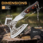 Camping Axe, Tiger - Patterned Survival Hatchet with Nylon Sheath | High Carbon Steel Blade, Ergonomic Wood Grip, Nylon Sheath, Unique Pattern Design, for Hiking, Chopping, Hunting