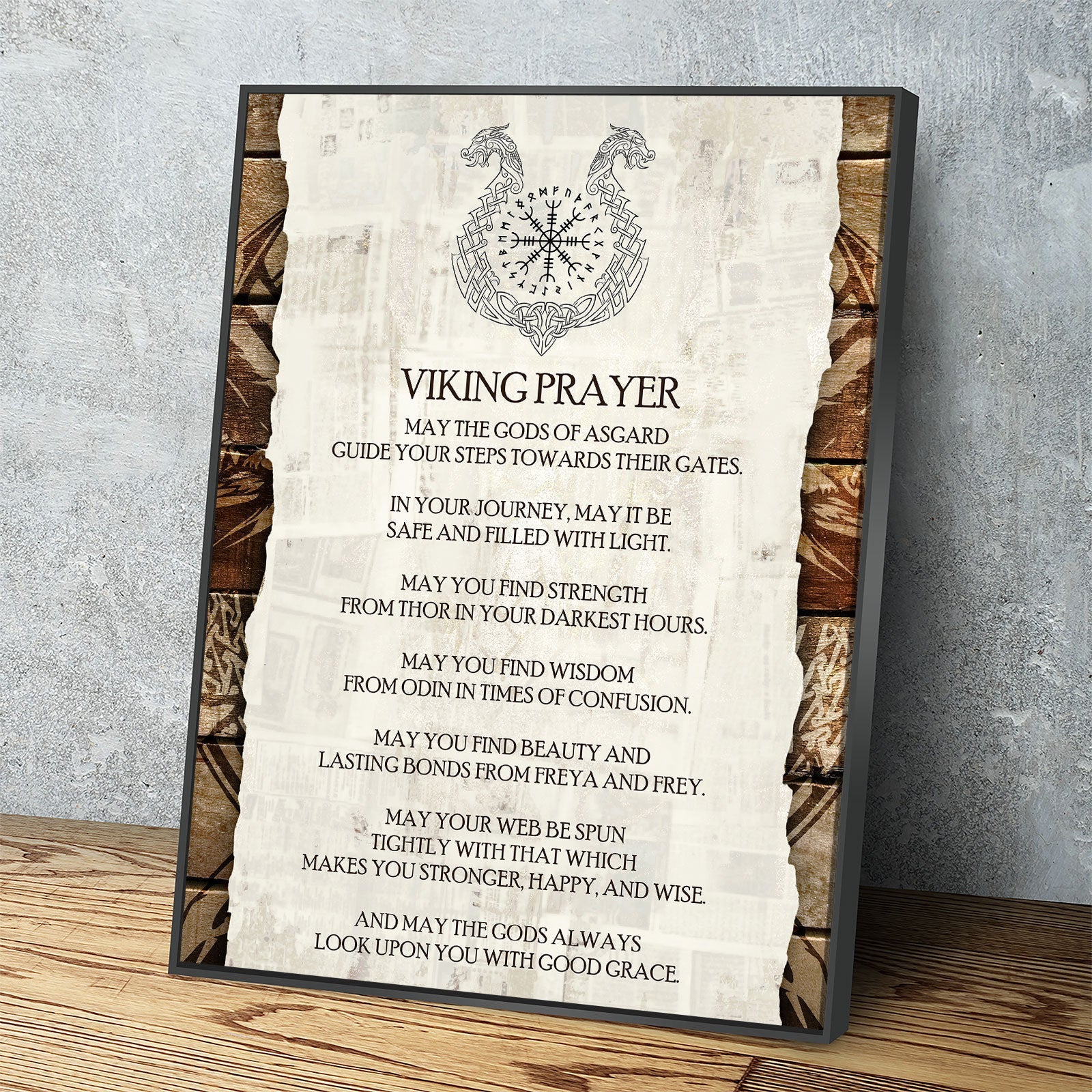 Viking Prayer Canvas Wall Art, Viking Warrior, Viking Decor, Nordic Wall Art, Nordic Quote, Strength From Thor