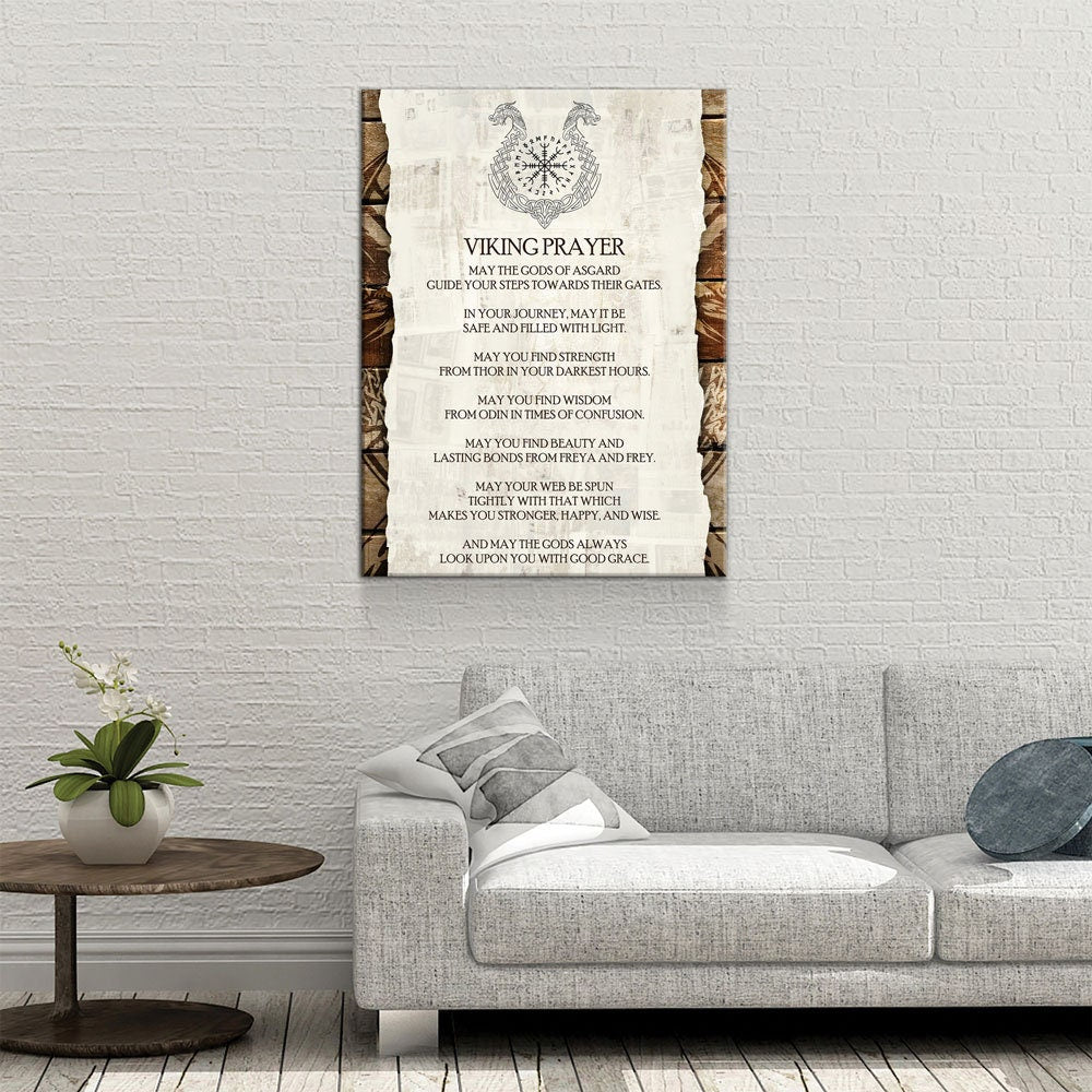 Viking Prayer Canvas Wall Art, Viking Warrior, Viking Decor, Nordic Wall Art, Nordic Quote, Strength From Thor