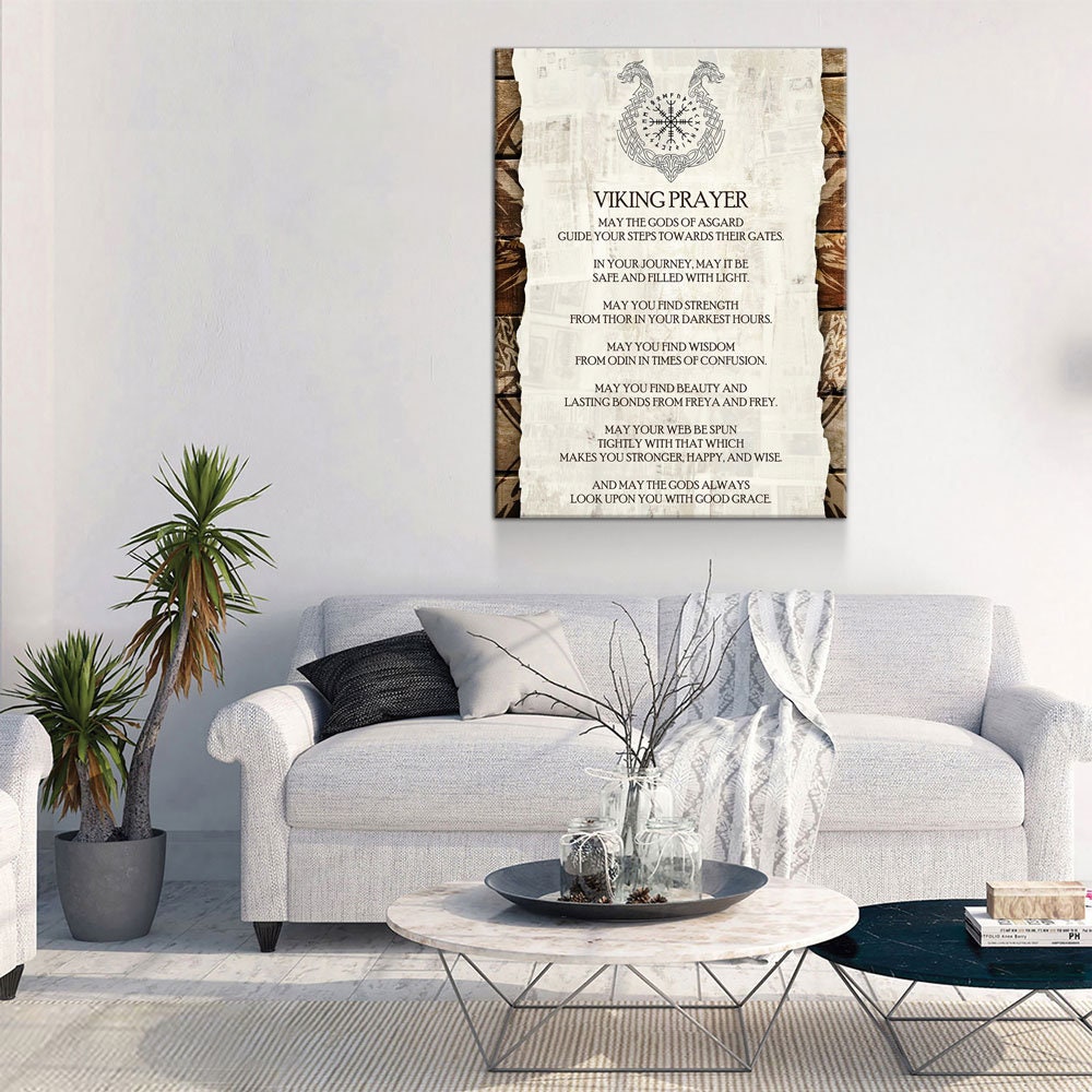 Viking Prayer Canvas Wall Art, Viking Warrior, Viking Decor, Nordic Wall Art, Nordic Quote, Strength From Thor