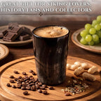 Viking Drinking Horn Mug & Cup Set | 6-Piece Collection with 16Oz Dire Wolf Engraved Mead & Beer Mug, Shot Glass, Bottle Opener, Leather Strap, Drinking Horn & Stand | Norse Gift for Men