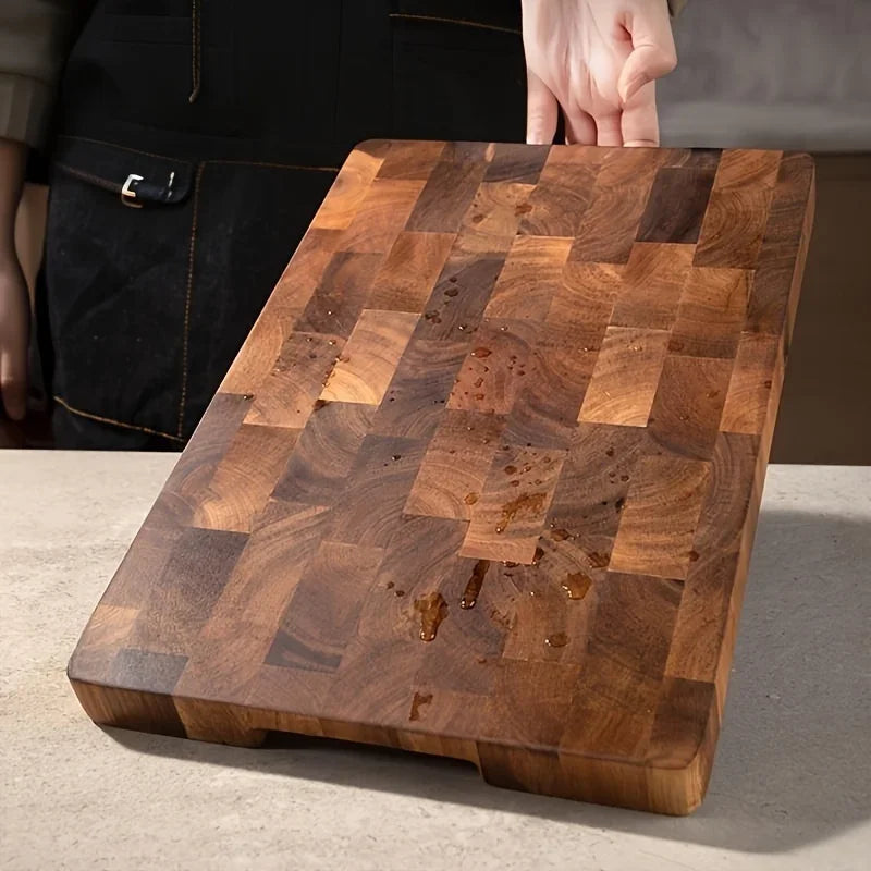 1Pc Large Wood Board - Heavy-Duty Wood Grain Chopping Board, Large Leaf Camellia Tree Wood for Meat, Cheese, Vegetables, Bread