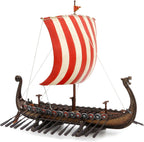 13 Inch Viking Longship with Red and White Sail Home Decor Statue