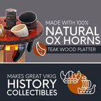 Viking Drinking Horn Set of 5 – Gifts for Men, Dad, Husband – Unique Viking Gift – Handmade Real Ox Horn Cup with Wooden Storage Tray & Opener – for Beer, Ale, Mead