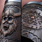 Viking Axe Mug, Stainless Steel Horn Beer Cup, Viking Warrior Skull Cup Tankard, Drinking Cup Coffee Beer Steins,Medieval Skull Drinkware Mug for Coffee/Beverage/Juice17Oz Gift for Men