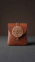 Full-Grain Leather Pouch With Runic Closure