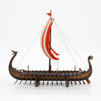 13 Inch Viking Longship with Red and White Sail Home Decor Statue