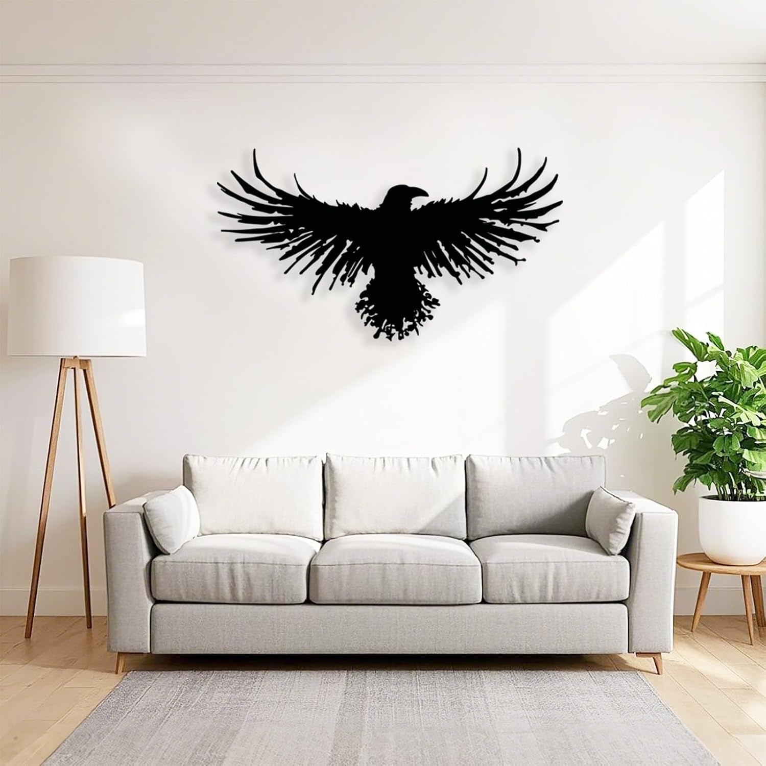 Metal Viking Raven Wall Art Norse Mythology Crow Wall Decor with Gothic Metal Wall Sculpture Suitable for Living Room Bedroom Indoor Outdoor Garden Home