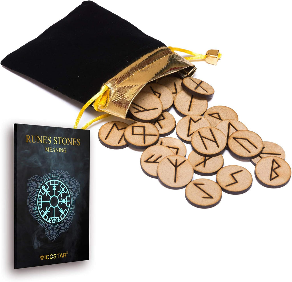 Rune Stones Set with Manual for Beginners and 5 Layouts. Viking Nordic Runes