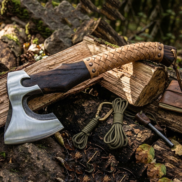 Handmade Viking Axe 18 Carbon Steel Plain Blade Hatchet Wood Handle with Sheath