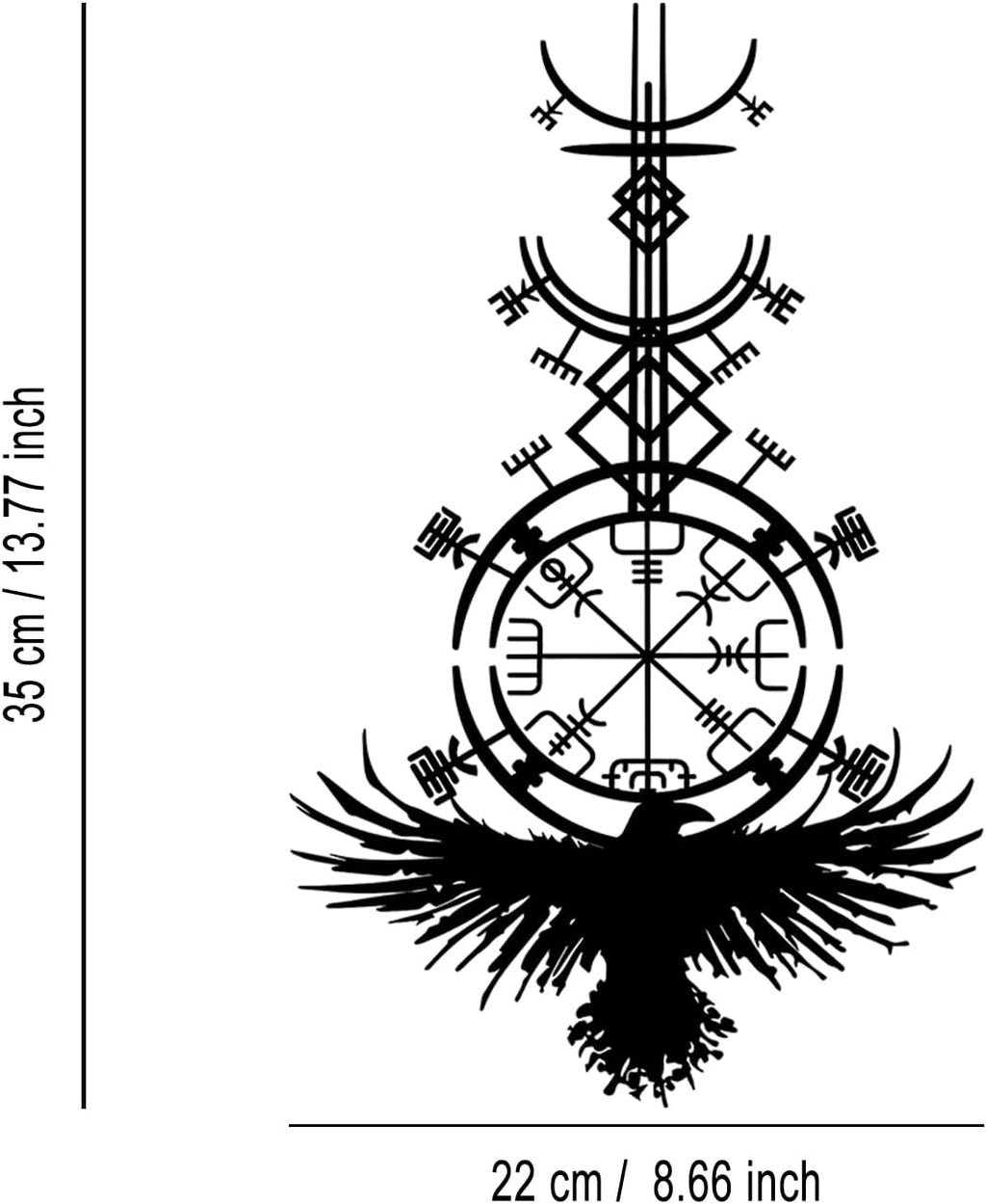 Gothic Raven Viking Metal Wall Decor - Nordic Style Room Decor Black Wall Art Home Decor for Living Room, Bedroom, Dining Room (Black)