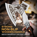 Camping Axe, Tiger - Patterned Survival Hatchet with Nylon Sheath | High Carbon Steel Blade, Ergonomic Wood Grip, Nylon Sheath, Unique Pattern Design, for Hiking, Chopping, Hunting