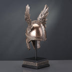 9 1/2 Inch Norse Winged Helmet of Odin Cold Cast Resin Brozne Finish Sculpture Viking Home Decor Collectibles