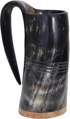 Horn Mug Beer Mug for Men, Ale Horn Mugs for Christmas Gift (L - 16 Oz, Eternal | Natural Finish)