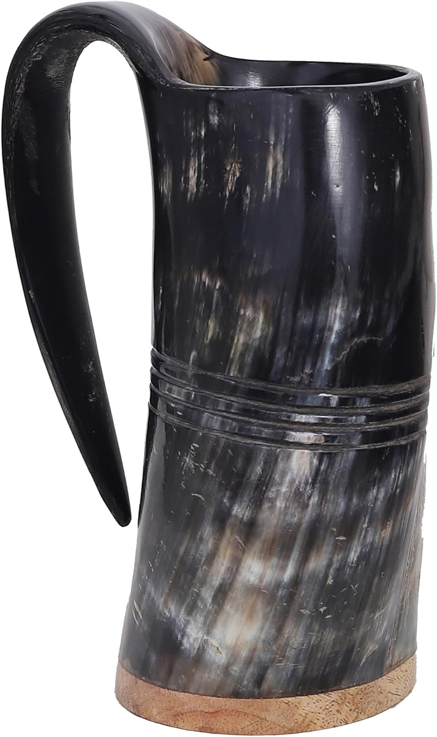 Horn Mug Beer Mug for Men, Ale Horn Mugs for Christmas Gift (L - 16 Oz, Eternal | Natural Finish)