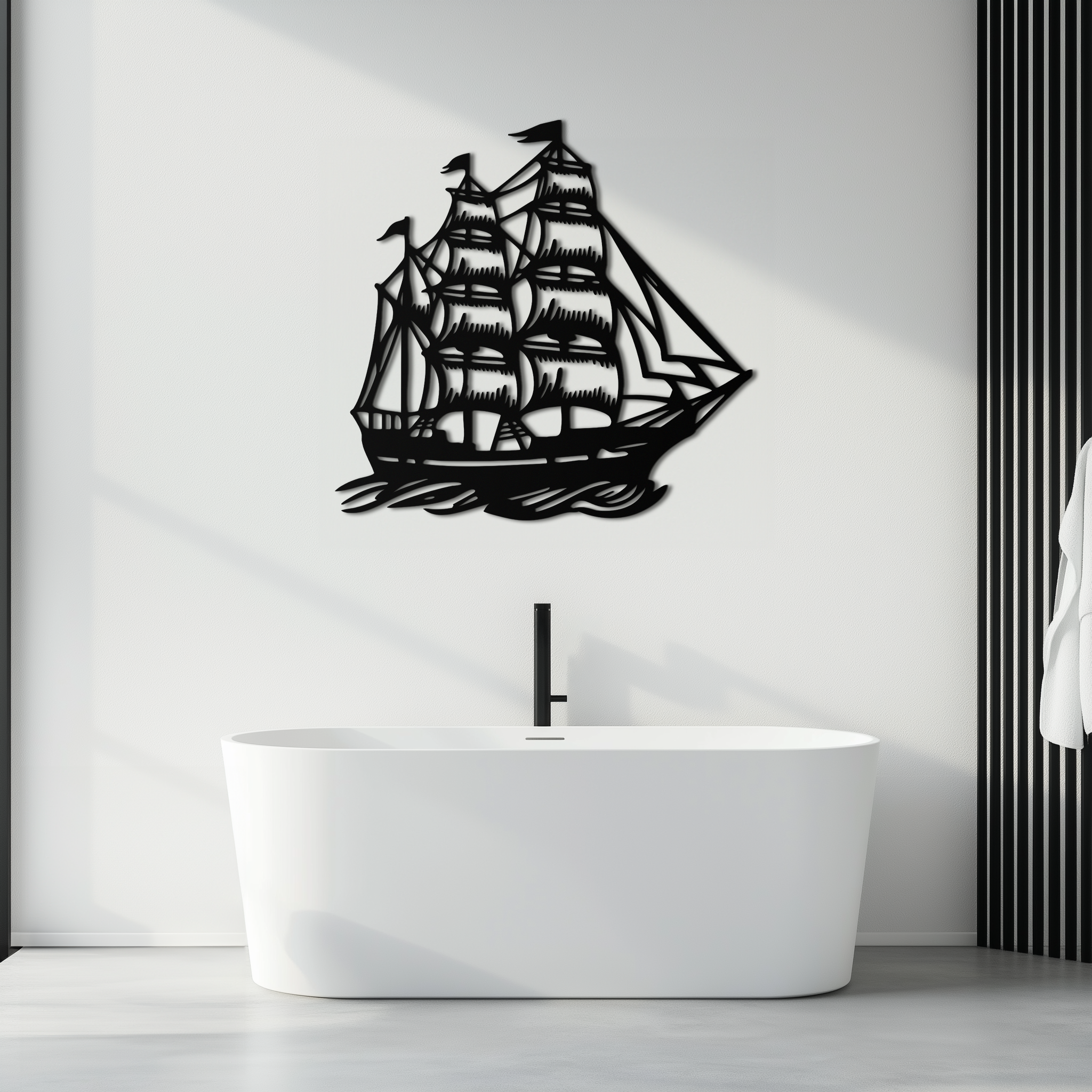 Metal Viking Longship Wall Art - Norse-Inspired Steel Sculpture