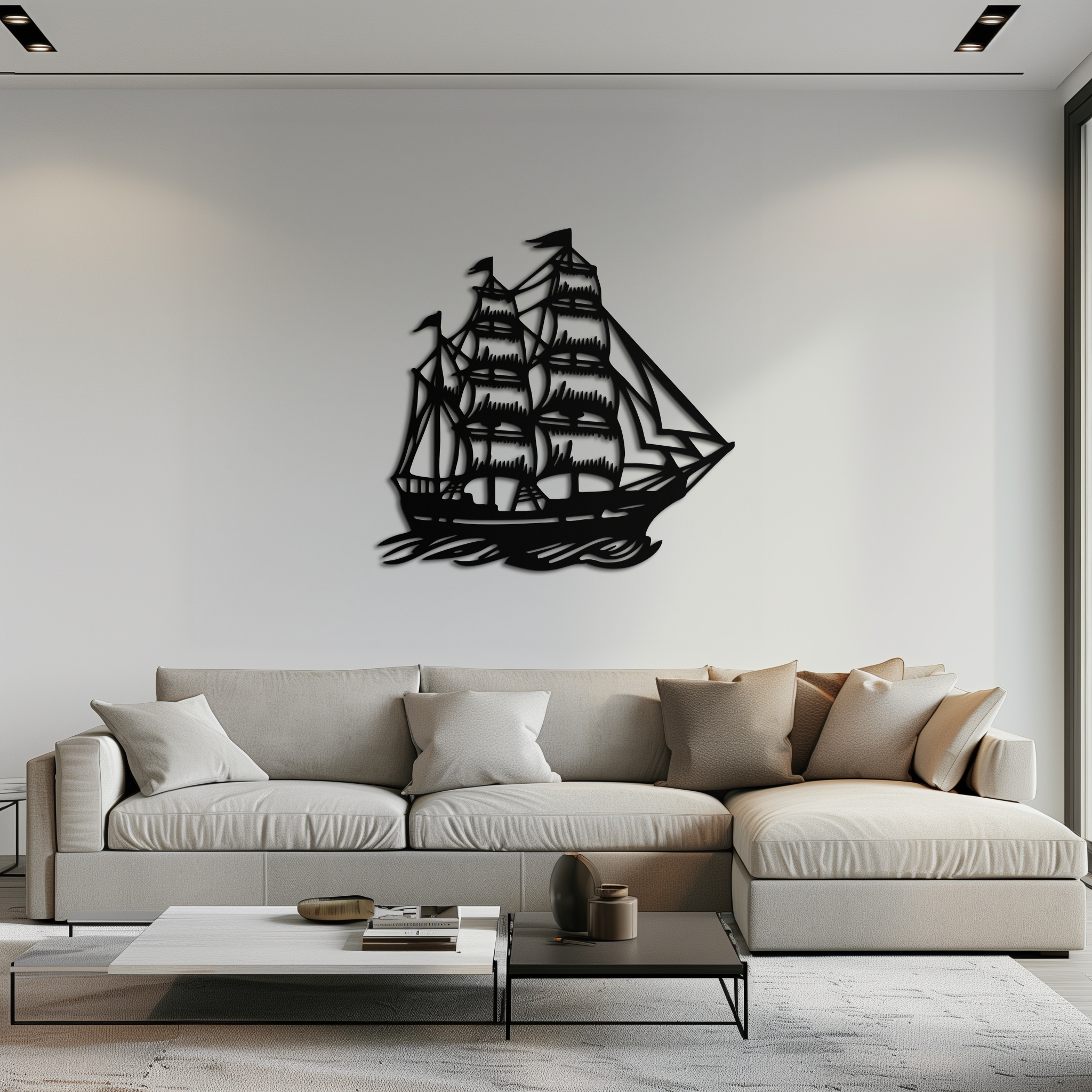 Metal Viking Longship Wall Art - Norse-Inspired Steel Sculpture