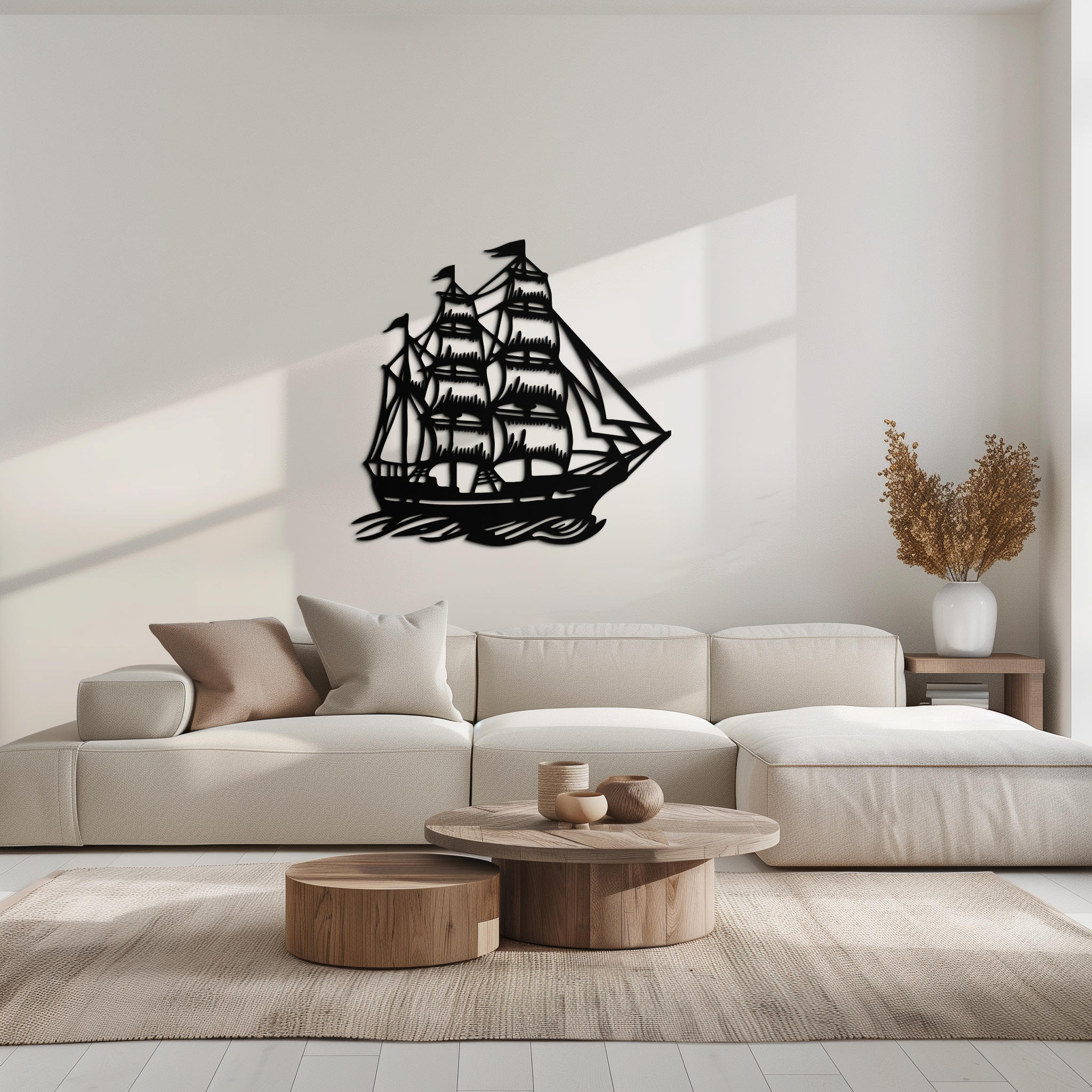 Metal Viking Longship Wall Art - Norse-Inspired Steel Sculpture