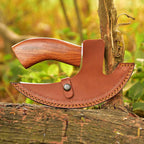 Viking Pizza Cutter Axe, Hand Forged, Carbon Steel Slicer Chef Viking Axe with Premium Leather Sheath, Mini Axe Kitchen Tool, Medieval Pizza Cutter, for Hunting, Camping, and Viking Gifts for Men
