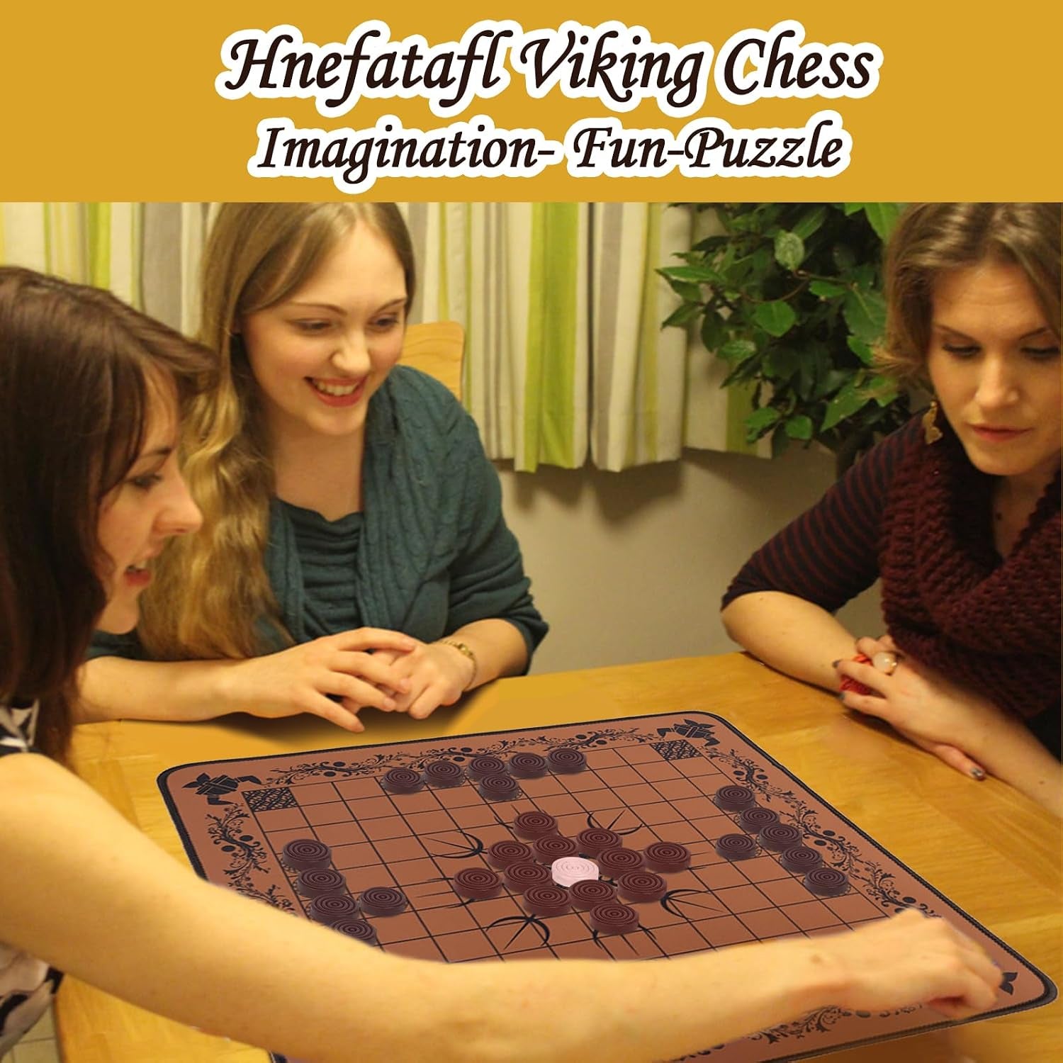 HNEFATAFL: Viking Chess Board Game, Authentic Traditional Two-Player Strategy Board Game, Travel Games with Chessboard. a Leather Game Board+37 Pieces+A Game Strategy+2 Plush Storage Bags