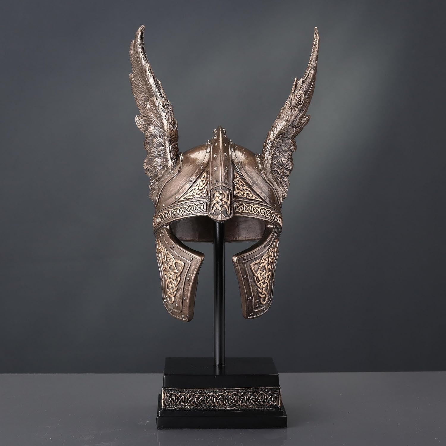 9 1/2 Inch Norse Winged Helmet of Odin Cold Cast Resin Brozne Finish Sculpture Viking Home Decor Collectibles