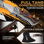 Camping Axe, Tiger - Patterned Survival Hatchet with Nylon Sheath | High Carbon Steel Blade, Ergonomic Wood Grip, Nylon Sheath, Unique Pattern Design, for Hiking, Chopping, Hunting