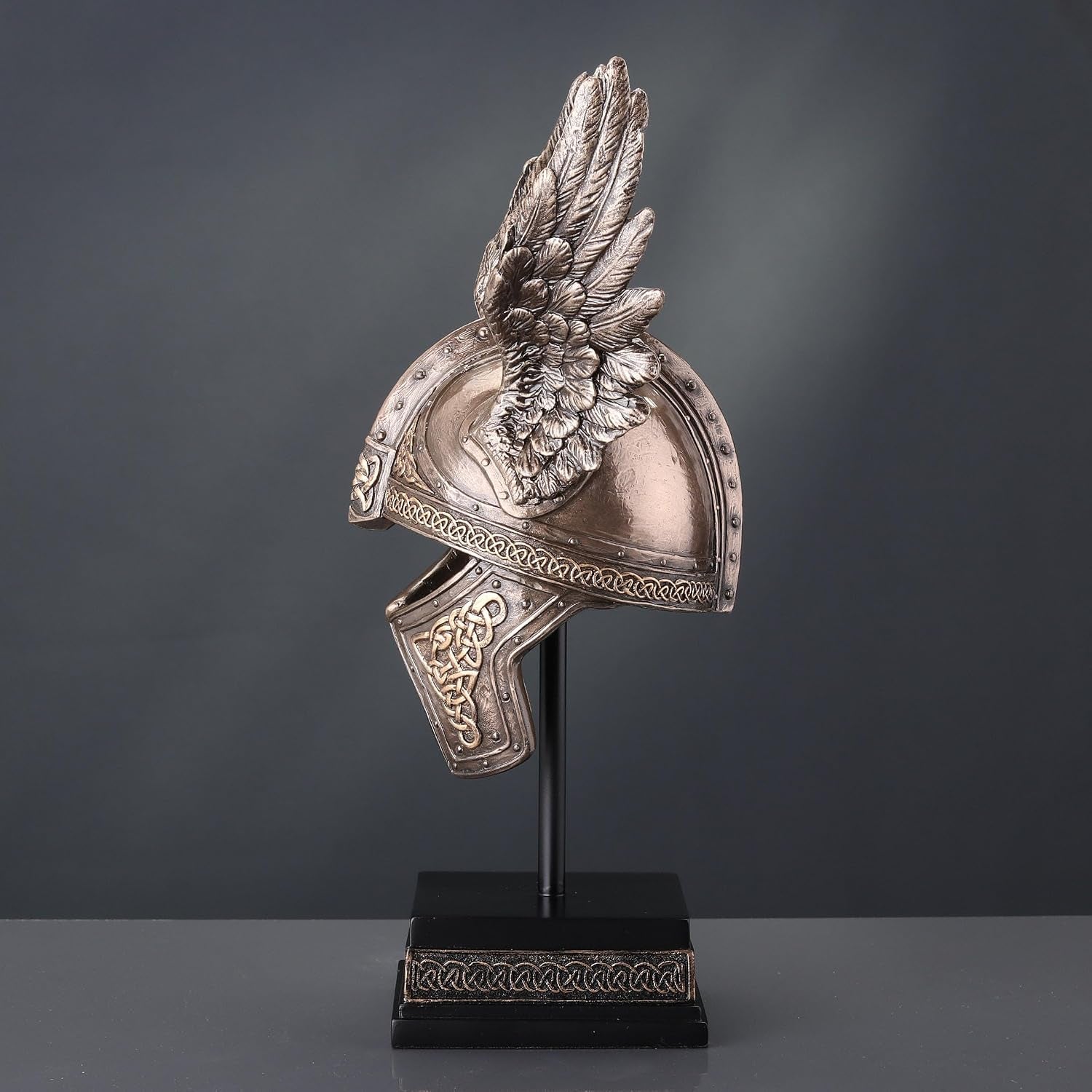 9 1/2 Inch Norse Winged Helmet of Odin Cold Cast Resin Brozne Finish Sculpture Viking Home Decor Collectibles
