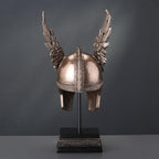 9 1/2 Inch Norse Winged Helmet of Odin Cold Cast Resin Brozne Finish Sculpture Viking Home Decor Collectibles